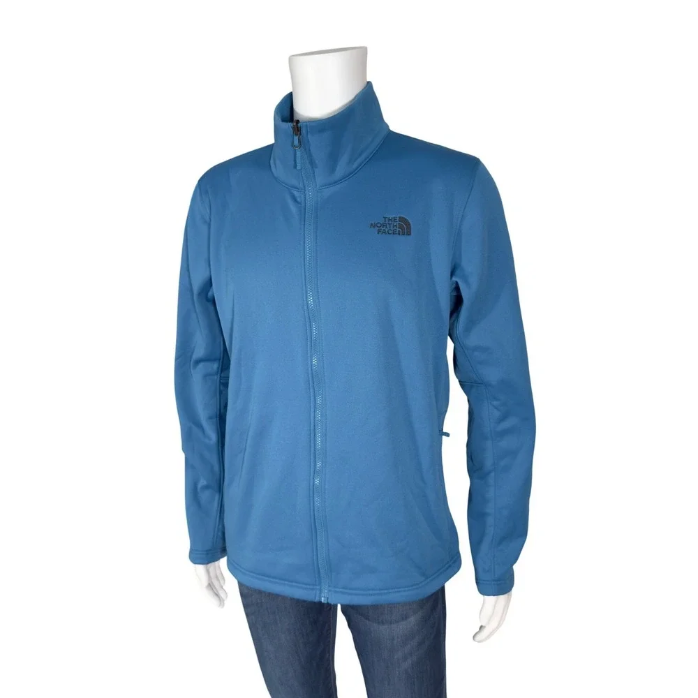 The North Face Full Zip Jacket Mens Large Blue Excellent Fleece Softshell